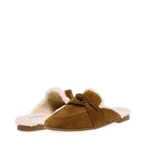 Steve Madden Chart Mule Women's 8.5 Brown Suede Knotted Strap Slip-On Flat P137