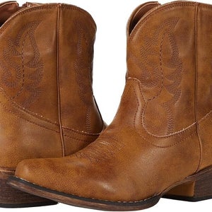 Roper Shay 09-021-1567-2643 Booties Womens 11 Tan Faux Leather Western Boots P18