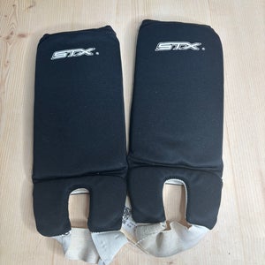 Used Black & White STX Field Hockey Shin Guards Reversible 9" Knee to Ankle 12" Total