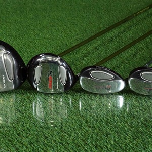 NICKENT 3DX 10 DRIVER + 3 FAIRWAY WOOD + 20 3H & 23 4H HYBRIDS STIFF LEFTY LH