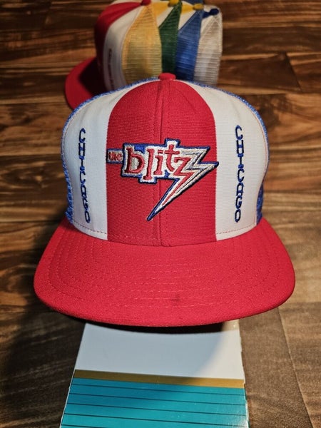 Vintage Chicago The Blitz USFL Sports AJD Lucky Stripe Mesh Trucker Hat Snapback
