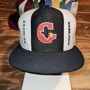 Vintage Rare Houston Gamblers 1980s AJD Lucky Stripe Mesh Sports Hat Snapback