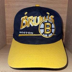 Vintage 90s NHL Boston Bruins Hockey Twins Enterprise Snapback Hat Cap
