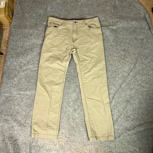 Prana Mens Pants 38x32 Brown Straight Slim Chino Organic Gorp Hiking Tuscon