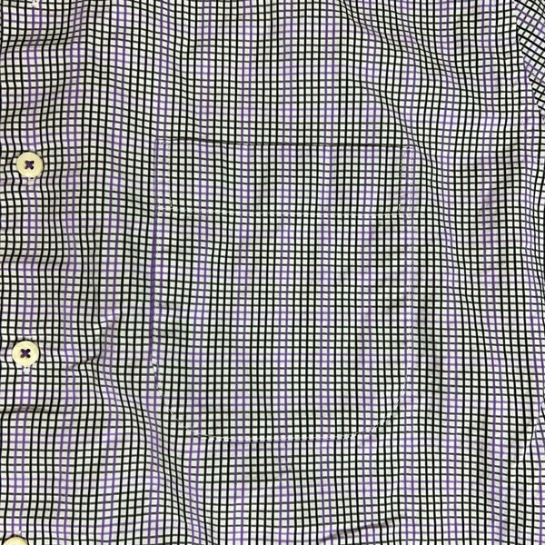 Peter Millar Mens Shirt Large Purple Black Plaid Golf Office Work Cotton Day