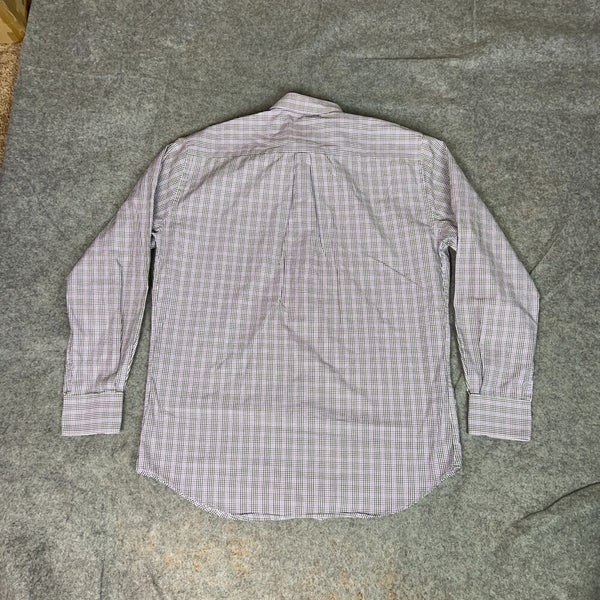 Peter Millar Mens Shirt Large Purple Black Plaid Golf Office Work Cotton Day