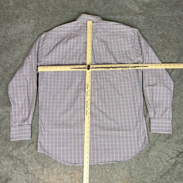 Peter Millar Mens Shirt Large Purple Black Plaid Golf Office Work Cotton Day