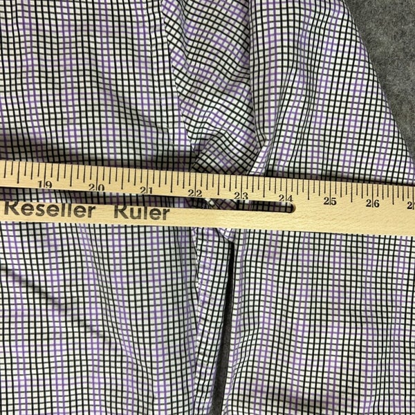 Peter Millar Mens Shirt Large Purple Black Plaid Golf Office Work Cotton Day