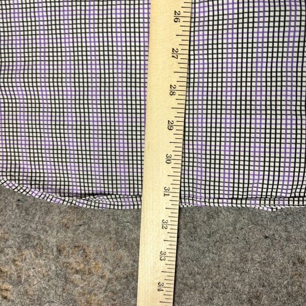 Peter Millar Mens Shirt Large Purple Black Plaid Golf Office Work Cotton Day