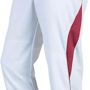 Russell Athletic Adult Mens 337LGMK White Red Loose Fit Baseball Pants NWT