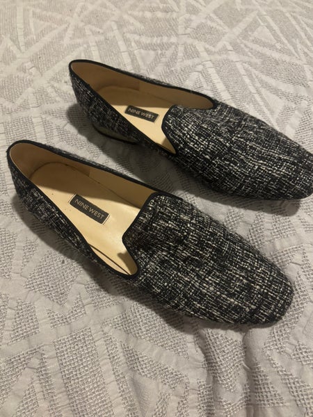 Nine West Lisette 2 Women’s Loafer Shoes Size 9 1/2 Black & White Tweed