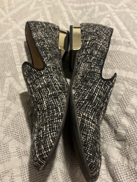 Nine West Lisette 2 Women’s Loafer Shoes Size 9 1/2 Black & White Tweed