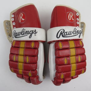 Vintage Rawlings RGH10 Calgary Flames Leather NHL Pro Stock Hockey Gloves 15.5"