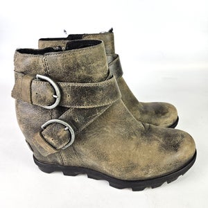 Sorel Joan Of Arctic Wedge II Buckle Boot Antique Gray Women's Size: 5.5