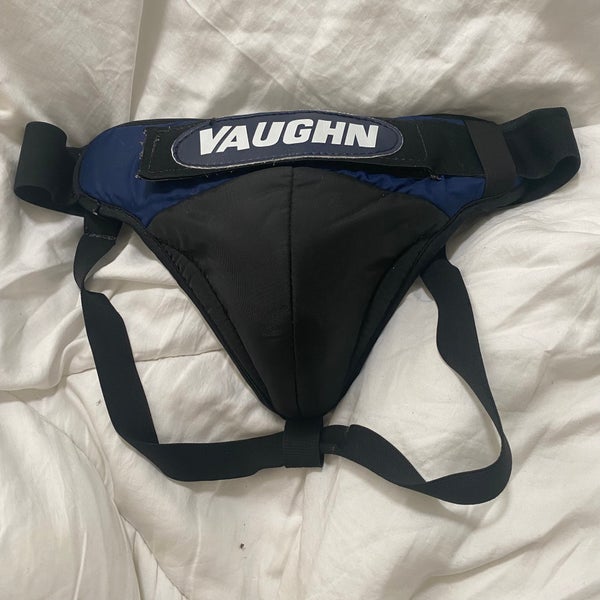 Vaughn Goalie Padded Hockey Jock Strap With Protective Cup Senior Size Black Blue