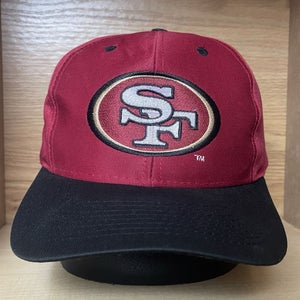 Vintage San Francisco 49ers NFL Football Logo 7 Red Black Snapback Hat Cap