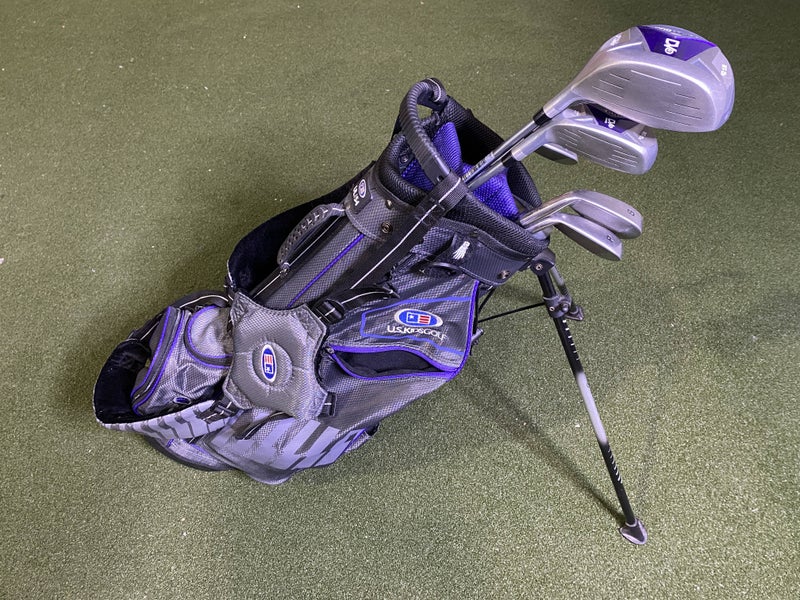 US Kids Ultralight Purple Club Set DR 4H 6 & 8 PW SW Putter 54'' JR RH +Bag