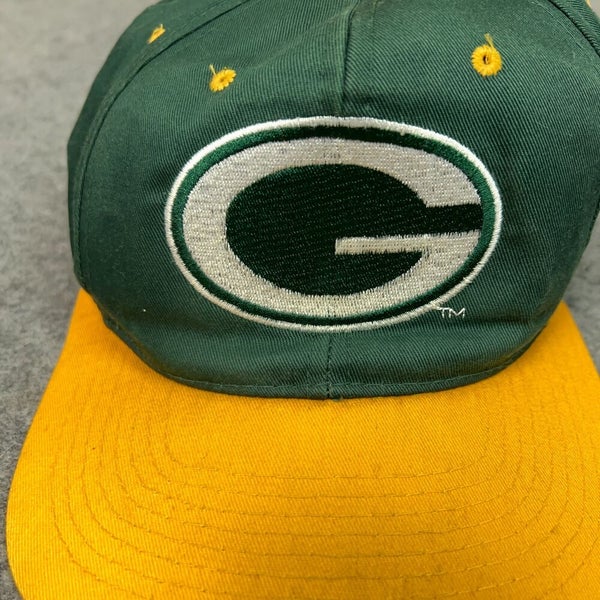 Vintage Green Bay Packer Mens Hat Snapback Green Gold Big Logo Football KMG NFL