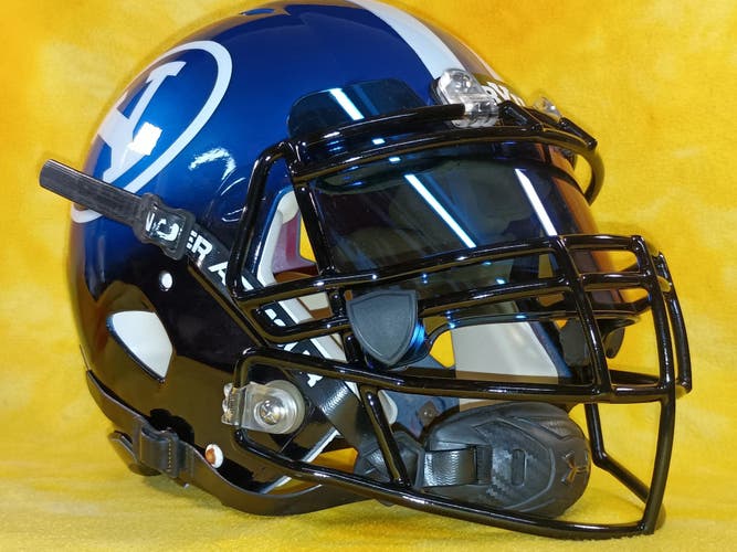 BYU Cougars Super Custom fullsize football helmet Riddell Speed black/ blue lg