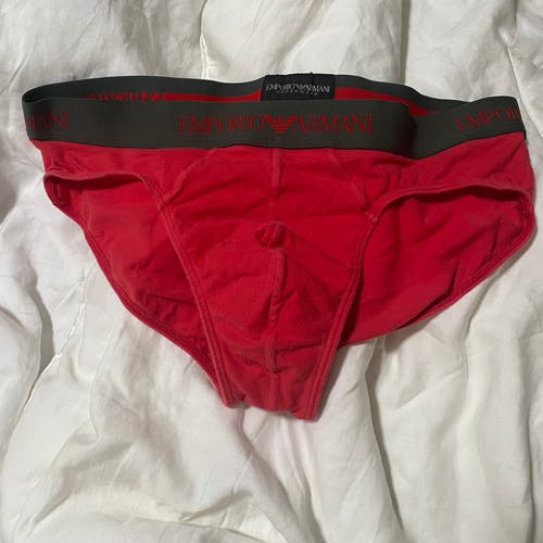 Emporio Armani Men’s Large Briefs Base Layer. Red. Used.