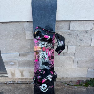 Women’s Ride Rapture Snowboard Powder With Bindings Medium Flex Directional Twin (Used) & Burton Bag