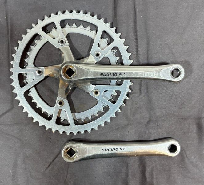 Vintage Sugino RT 170mm 52/42 Silver Aluminum Road Bike Double