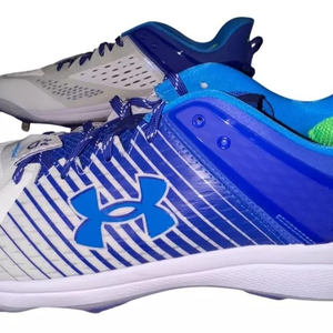 Under Armour Mens Size 15 Blue & White Yard Low MT TPU Baseball Cleats Athletic
