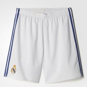 Adidas Youth Unisex Real Madrid 2017 Home XSmall White Blue Soccer Shorts NWT