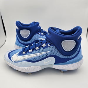 Nike Alpha Huarache Elite 4 Mid Blue White Baseball Cleats Men's 14 DX6961-415