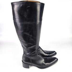 Coach Olivia Black Leather Pointed Toe Side Zip Knee High Tall Boots Size: 6.5 B