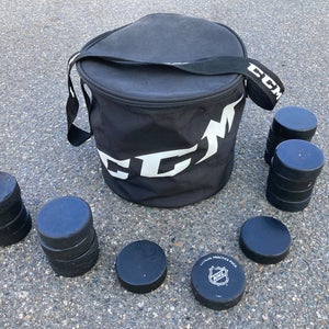 20 Pack Hockey Pucks And Carry Bag (Used)