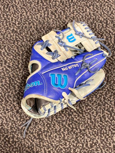 Used CUSTOM BLUE Wilson A2000 DP15 Right Hand Throw Infield Baseball Glove 11.5"