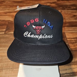 NEW Vintage 1996 Chicago Bulls NBA Champions Black Dome Twill Hat Vtg Snapback