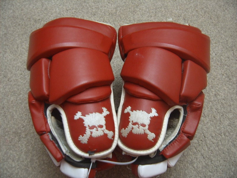 Rare Good Condition Oakley Mace Senior Hockey Gloves size 14" Red/White