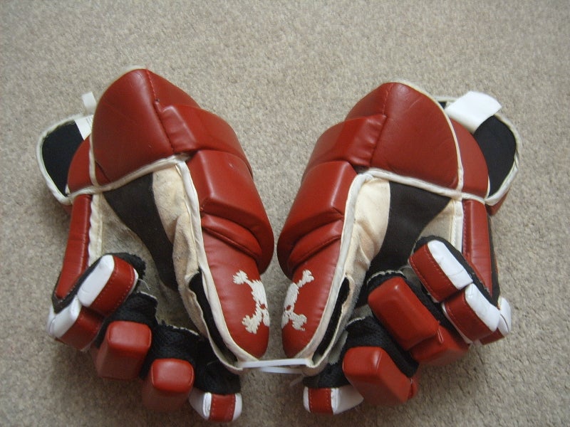 Rare Good Condition Oakley Mace Senior Hockey Gloves size 14" Red/White