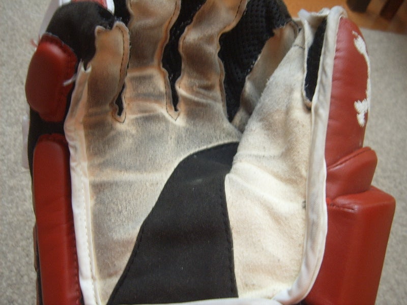 Rare Good Condition Oakley Mace Senior Hockey Gloves size 14" Red/White