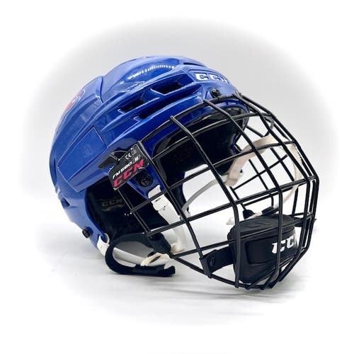 CCM Super Tacks X - Used Pro Stock Hockey Helmet (Blue)