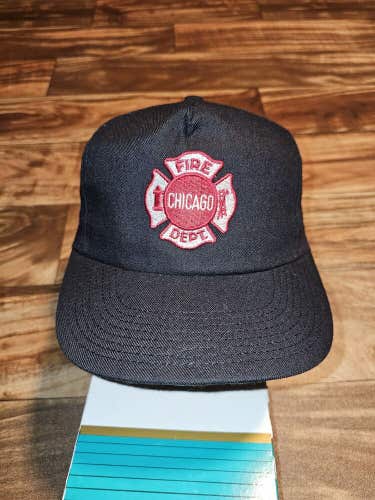 Vintage Chicago Fire Department Baseball Embroidered Logo Black Vtg Hat Snapback