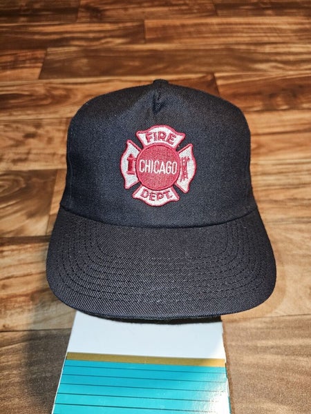 Vintage Chicago Fire Department Baseball Embroidered Logo Black Vtg Hat Snapback