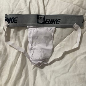 BIKE Men’s Large White Jock Strap Athletic Supporter with Pocket for Cup