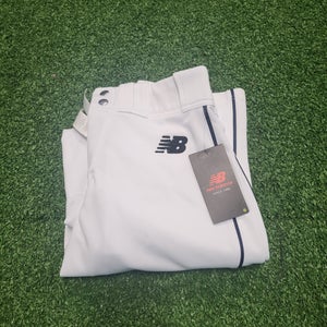 White Adult Small New Balance Game Pants (New)-Navy Piped