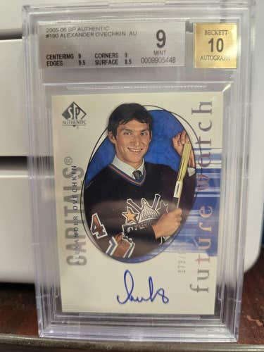 2005 SP Authentic Alexander Ovechkin Future Watch Rookie 173/999 BGS 9 Auto 10