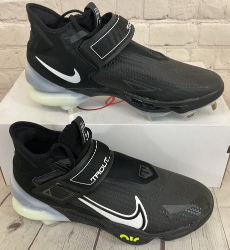 Nike Zoom Force Trout 8 Elite Baseball Cleats Black White Grey US Men's Size 8.5