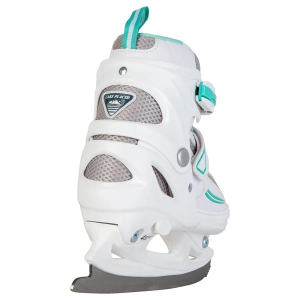 Lake Placid Girls Summit Adjustable Ice Skate, Kids, White/Mint , M(1-4)