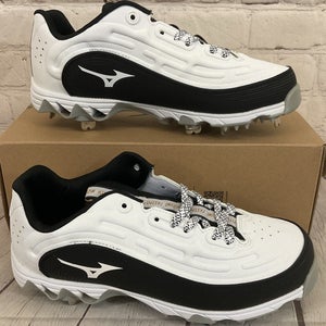 Mizuno 320689.0090 9-Spike Swift 8 Women's Metal Softball Cleats White Black 7.5