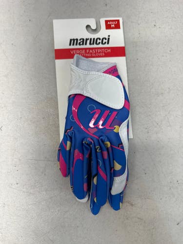 Used Marucci Verge Fp Bat Gloves Bb Sb Batting Gloves White And Royal Blue Md 11835-s000189538