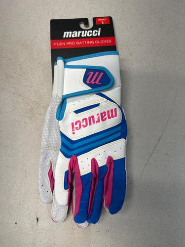 Used Marucci Fuzn Pro Bb Sb Batting Gloves White And Carolina Blue Lg 11835-s000189562