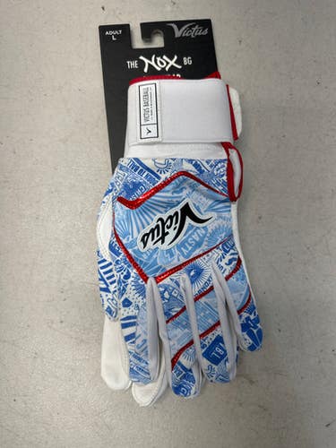 Used Victus Nox Bg W Wrist Strap Bb Sb Batting Gloves White Royal Red Lg 11835-s000189568