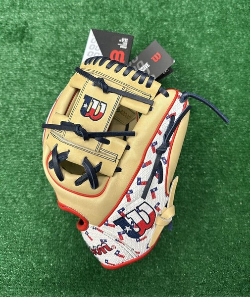 Wilson A2000® 1786 Automne 2024 Gant de baseball 11,5 pour champ intérieur - Lanceur droitier, Bleu ciel/Jaune optique