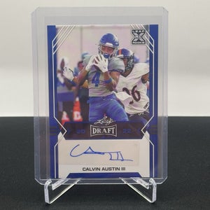 Calvin Austin III Memphis 2022 Leaf Draft Blue Rookie Autograph Card #BA-CA1